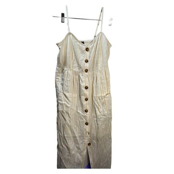 NEW Cotton On Linen Woven Beth Button Front Midi Dress XXS - Picture 2 of 6